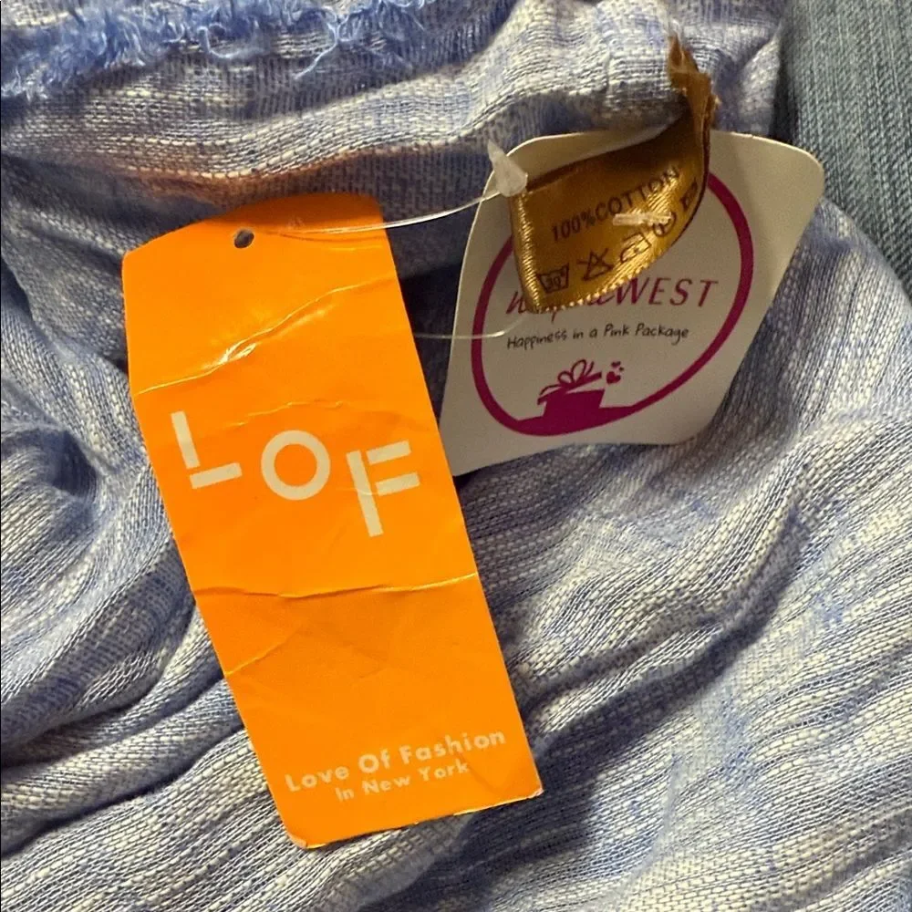 LOF Light Blue Striped Crinkled Scarf